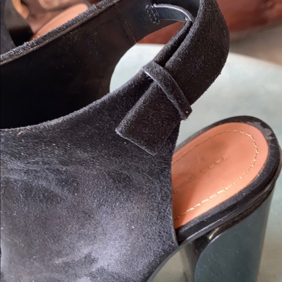 Black Suede slingback high heeled sandal - Picture 3 of 4